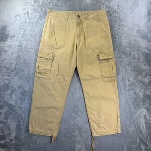 Vintage Lucky Brand Cargo Pants Men's Size 34 Reg Tan Brown Rare Pants 1997